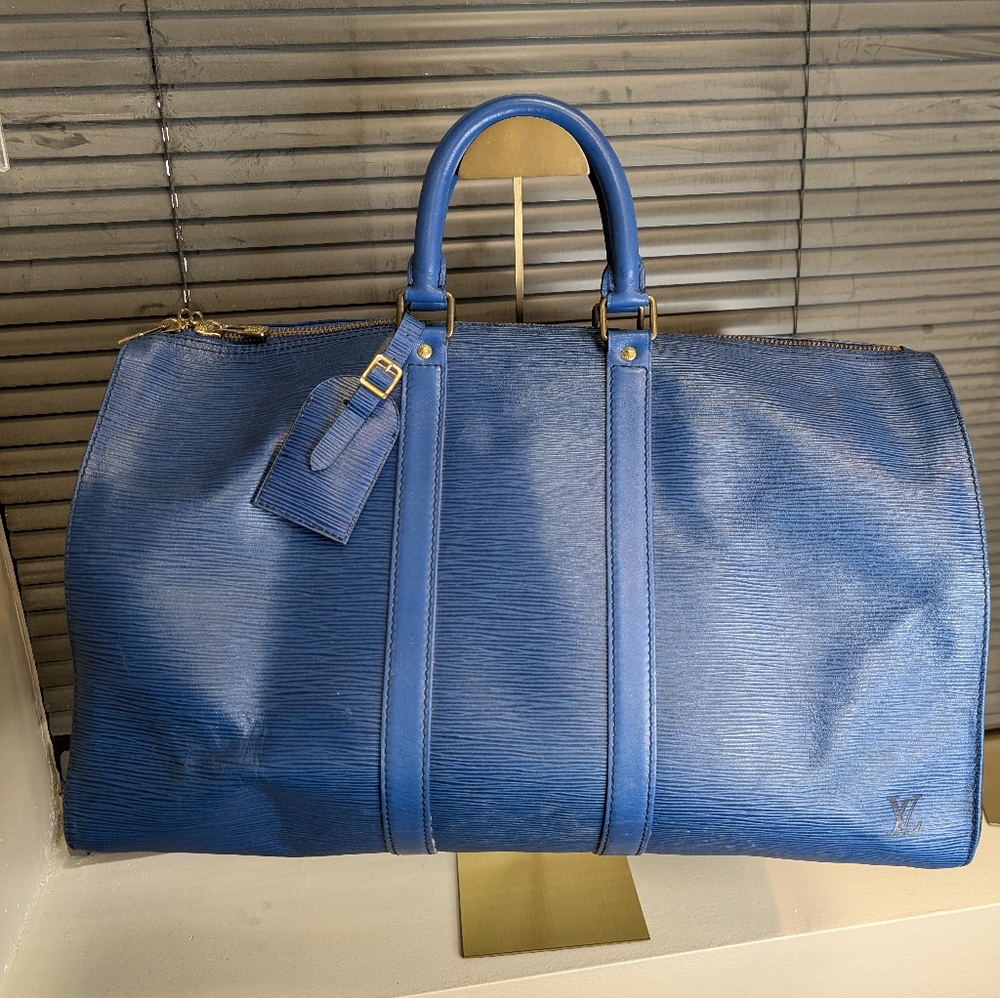 Louis Vuitton Keepall 45 blue epi leather